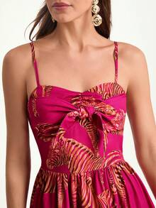 CAJUNI 女士斑马纹前结优雅吊带裙 - 彩色 - 查看 7