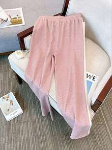 Franclia 立领拉链落肩上衣+拼布斜口袋休闲裤 - 粉色 - 查看 2