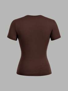SHEIN EZwear Bộ 2 áo thun tay ngắn cổ tròn đơn giản, tối giản, thích hợp cho mùa xuân/hè - Nhiều màu - Xem 6