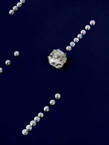 Resyla Shiny Rhinestone Embellished Minimalist Women's Regular Crew Neck Short Sleeve T-Shirt, Gift For Friends - Navy Blue - View 4