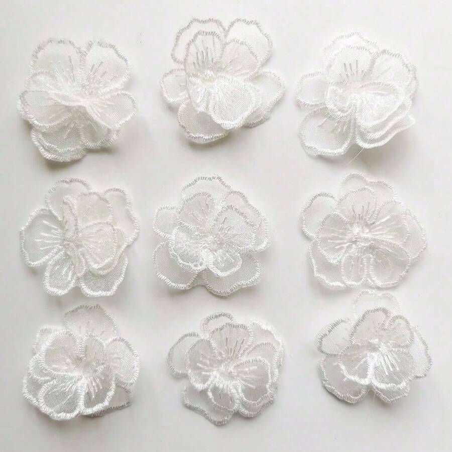 10片金色和白色小花瓣婚纱礼服缝制贴片，服装装饰
