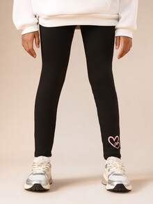 SUMWON Paquete de 2 leggings de niña preadolescente con estampado de corazones, pantalones casuales de largo completo y elásticos para la escuela y uso diario - Multicolor - Ver 5