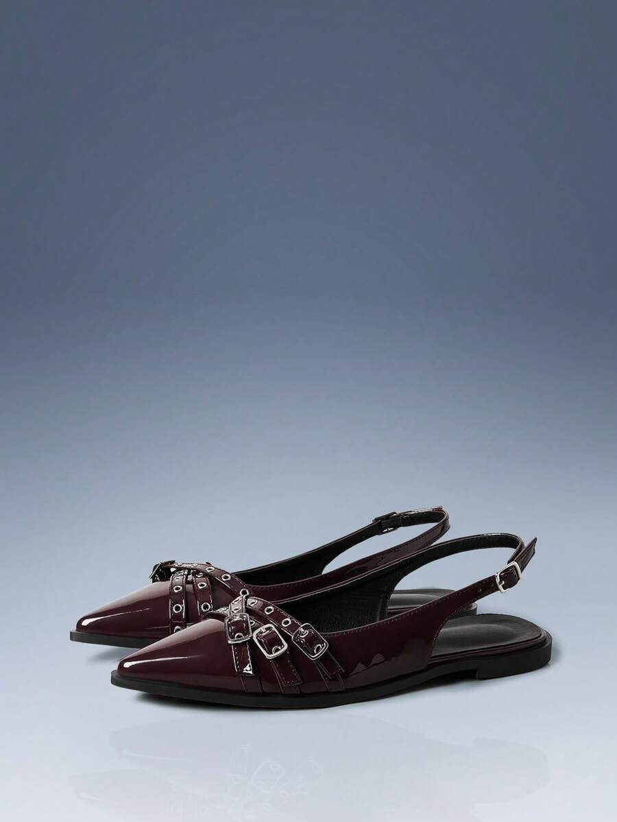 CUCCOO GRLICON 女士时尚平底乐福鞋，Y2K朋克风格，适合通勤、机车风、春夏、度假、旅行，2000年代风格 - 咖啡棕 - 查看 1