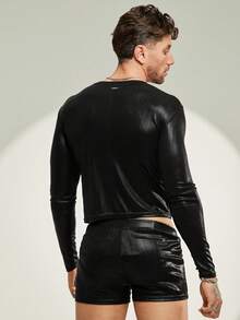 FeverCity Men's Crew Neck Long Sleeve Casual Fitted Short T-Shirt