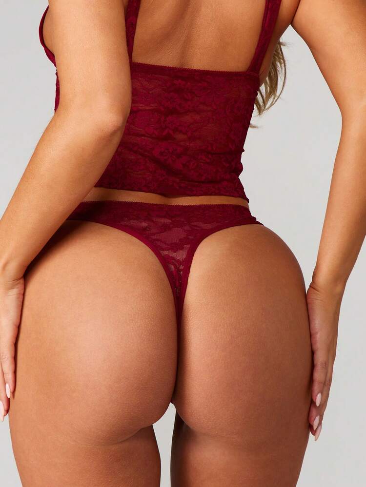 MISSGUIDED Lace Thong Underwear With Delicate Floral Pattern And Satin Bow Accent For Women