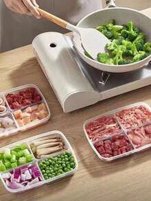 1个白色PP多格食品收纳盒，适用于厨房 - 透明色 - 查看 5