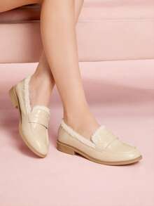 CUCCOO DOLLMOD Lolita Loafers For Women, Faux Thermal Lined, Autumn/Winter, Suitable For Halloween, Christmas - Beige - View 3