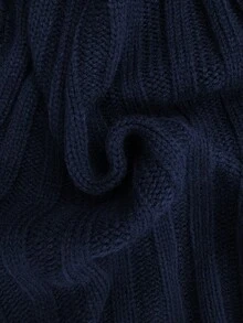 Elenzga Women's Ribbed V-Neck Long Sleeve Sweater, Fashionable For Autumn/Winter - Navy Blue - View 7