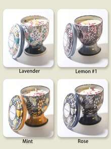 1 件/4 件干花香薰蜡烛，高脚杯罐和三芯蜡烛款式，图案优雅，适合装饰、芳香疗法和节日装饰，是馈赠亲朋好友的绝佳礼物，提供单盒或 4 件套礼品套装 - 彩色 - 查看 4