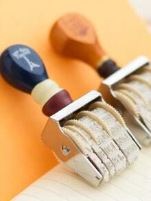 Joivida 1 件复古日期印章，适用于剪贴簿，Zakka 风格仿邮戳效果，木制印章，滚轮印章 - 彩色 - 查看 2