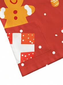 PopScrub 圣诞节 V 领短袖双口袋可爱姜饼人、圣诞装饰元素、雪花、圣诞礼盒、拐杖糖卡通印花设计护士/医生工作制服上衣/检查手术制服/女士纯色宠物美容工作制服上衣/营养师工作制服短袖/多口袋功能实验室工作制服 - 玫紅色 - 查看 4