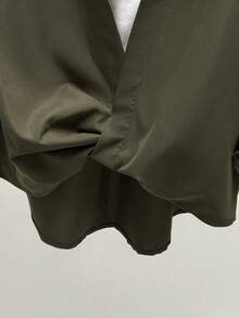 INAWLY 女士休闲叠层设计翻边袖衬衫