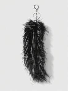 ROMWE 1pc Random Color Y2K Soft Fluffy Ombre Faux Fox/Wolf Tail Keychain, Vintage Grunge Goth Aesthetic, Suitable For Women, Girls, Girlfriends, Daily Wear, Holiday Gift - Multicolor - View 12