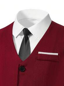 SHEIN 2pcs Tween Boy Gentleman Outfit - Sleeveless Vest Jacket And Trousers, Elegant Formal Suit For Birthday Party, Wedding, Ceremony, Anniversary