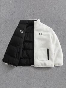 EASEVO Men Plus Size Zip Up Stand Collar Thermal Lined Winter Coats - Black - View 7