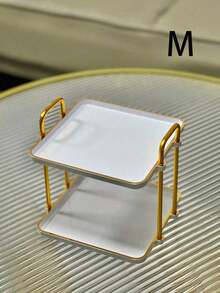 SHEIN 1pc Double Handled Double-Layer Square Tray For Wedding, Dining Table, Party, Cake, Modern Serving Tray For Home Use,Kitchen,Christmas Gift - White - View 10