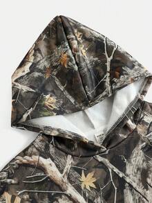 SHEIN Áo nỉ rộng in họa tiết dành cho nữ tuổi teen, phong cách thời trang đường phố thường ngày. - xanh quân đội - Xem 4