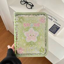 1pc Fashionable Star Printed 6-Ring A5 PVC Zipper Binder Planner, Album For Idol Photo Card & Collection,Back To School,School Supplies