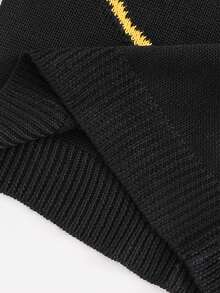 SHEIN Baby Boy/Girl Cute Casual Versatile Yellow Long Sleeve Sweater, Suitable For Autumn/Winter - Black - View 6