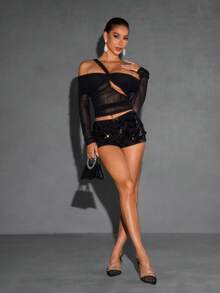 CUCCOO SZL Fashionable & Elegant Black Mesh Breathable Women's High Heels, Comfortable & Versatile Party/Event Pumps