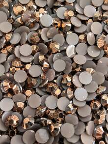 2000pcs 3-6mm Silver Flat Rose Gold Resin Rhinestones, Round Jelly Gemstones For Making Accessories Shoes, Clothes, Cosmetics, Bags, Decoration - Rose gold - View 2