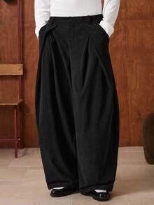 SWAVVY Quần nhung kẻ thời trang thường ngày cho nam, Thu/Đông - màu đen - Xem 5