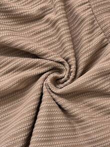 Vionelle Felpa casual ed elegante con collo tondo e maniche lunghe, adatta per l'autunno/inverno, per donne taglie forti - Cachi - Visualizzare 8