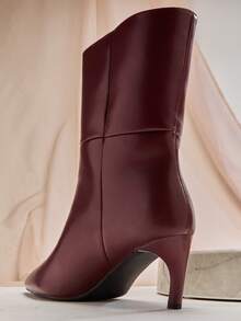SHUZIA Giày bốt cao đến bắp chân mũi nhọn thanh lịch, gợi cảm dành cho nữ - Màu Đỏ Sâu - Xem 7