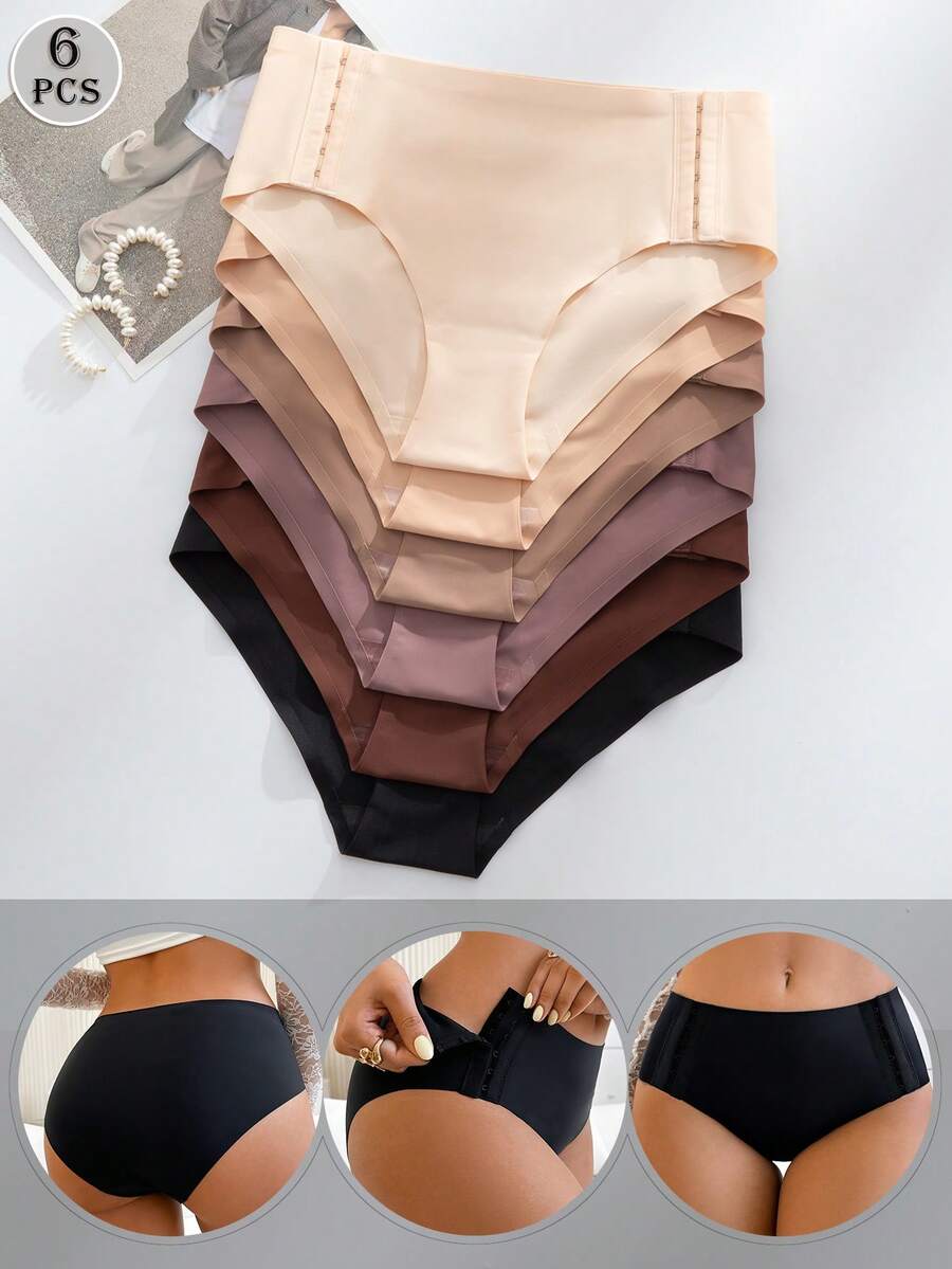6pcs Adjustable Buckle Front Closure Comfortable Seamless Women's Panties - Multicolor - View 1