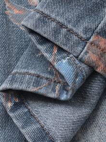 Dazy Plus Valentine Floral Print Straight Leg Long Plus Size Women Jeans - Light Wash - View 3