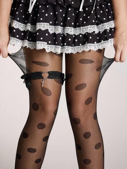 Grunge Punk 1 Set: 1 Pair Minimalist Y2K Dark Aesthetic Fishnet Tights With Holes + 1 Pair Simple Y2K Black Fishnet Socks, Versatile Hosiery Suitable For Daily Wear, Parties And Clubbing