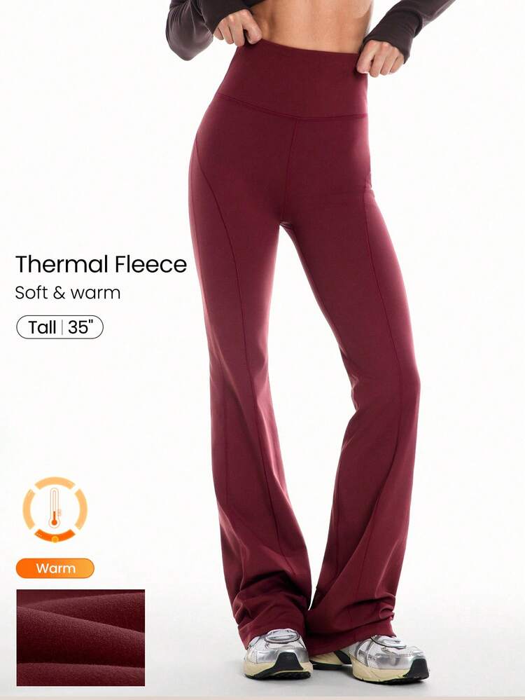 35" Leggings acampanados de cintura alta con flujo de calor suave y cálido FeatherFit™, elásticos, de bajo impacto, aptos para yoga, pilates, estudio y uso casual en otoño e invierno