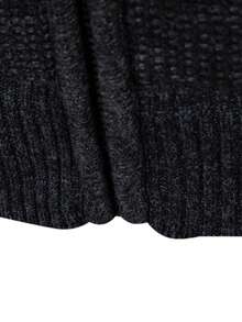 Manfinity Homme 男士保暖内衬拉链抽绳连帽开衫，秋冬季长袖上衣 - 黑色 - 查看 3