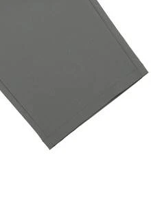 Claim Dot 男士纯色褶皱直筒宽松休闲西装裤 - 深灰色 - 查看 5