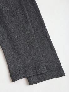 Sweetra 复古美式设计不对称肩部 T 恤，修身时尚女式秋季 T 恤 - 黑色 - 查看 5