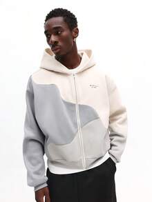SUMWON Sudadera con capucha con cremallera, ajuste corto, bloque de color, con capucha con cordón y bolsillo central liso - Multicolor - Ver 6