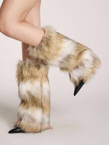 ROMWE Grunge Punk 1pair Leopard Print Stylish And Warm Leg Warmers For Women - Multicolor - View 2