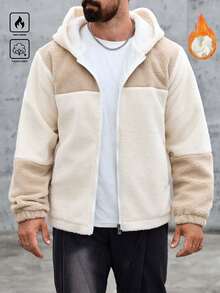 Manfinity CasualCool Men's Contrast Color Casual Hooded Long Sleeve Jacket Hoodie Jacket Zip Up Hoodie Mens Zip Up Jacket Fleece Hoodie Fleece Jacket Mens Street Wear Zip Up Men Hoodie Zip Up Old Money Daily Leisure, Weekend Trips, Outdoor Activities, Travel Expeditions, Relaxed Work Environments Or Semi-Formal Occasions,Boyfriend/Husband Gift, Anniversary Gift Christmas Outfits