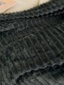 Cirelle 1pc Deep Gray Stripe Sherpa Fleece Soft & Cozy Throw Blanket, Suitable For Bedroom And Guest Room - Dark Grey - View 4