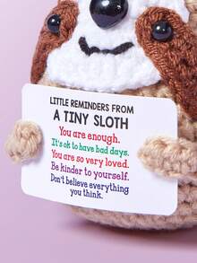 POKOJA LAND 1 件迷你树懒饰品手工羊毛钩编树懒成品家居装饰/节日生日完美礼物，适合 DIY 汽车/包/钥匙吊坠款式随机。 - 彩色 - 查看 4