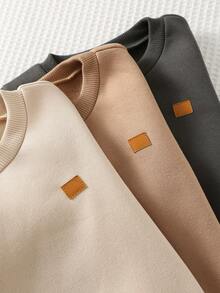 Cozy Pixies 6件套男童装饰徽章圆领长袖卫衣和松紧腰裤 - 卡其色 - 查看 7