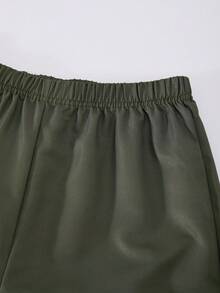 SHEIN Explorewe 2 件套青少年女孩海军蓝数字印花长袖圆领上衣和阔腿裤休闲装 - 軍綠色 - 查看 4