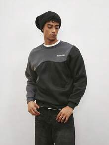 TOKVUE Sweatshirt Pullover Oversized Bergaya Retro Sporty, Desain Dua Warna, Pakaian Olahraga Lengan Panjang, Grafis Bordir, Gaya Jalanan, Fesyen Urban untuk Musim Dingin - MultiWarna - View 3