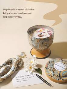 1 件/4 件干花香薰蜡烛，高脚杯罐和三芯蜡烛款式，图案优雅，适合装饰、芳香疗法和节日装饰，是馈赠亲朋好友的绝佳礼物，提供单盒或 4 件套礼品套装 - 彩色 - 查看 5