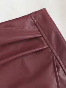 Sweetra Women's Sexy Bodycon Mini Skirt, Vintage American Style PU Leather, Solid Black Color, All Season