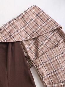 Sweetra Women's Autumn/Winter Collegiate Style Minimalist Sexy Off Shoulder High-End Contrast Color Design Waist-Cinching Short Mini Brown Dress