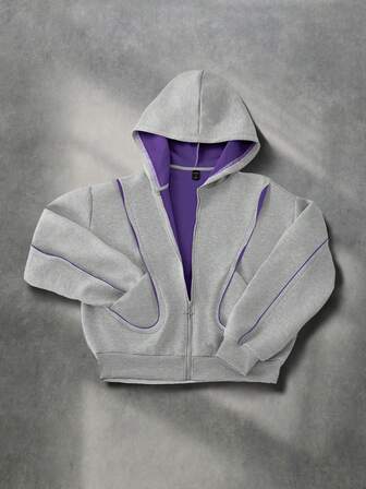 Street Life Sudadera de hombre con parches y contraste de colores, estilo callejero retro