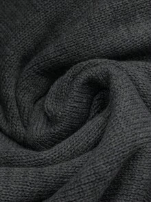 SHEIN LUNE Grey Pearl Embellished Knit Sweater With Romantic Ruffle Sleeves