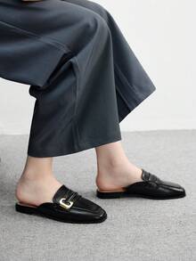 CUCCOO BIZCHIC 女士红色油蜡皮玛丽珍平底鞋，Y2K、朋克、机车风、酷女孩风格，适合万圣节、圣诞节、派对 - 黑色 - 查看 5