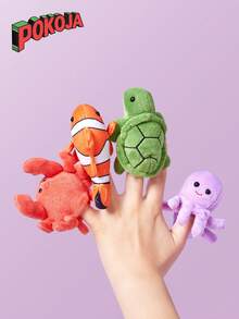 1pc Funny Ocean Series Animal Finger Puppet Plush Doll, Mini Shark, Orca, Turtle, Crab, Octopus, Clownfish Finger Puppets, Parent-Child Interactive Doll, Children's Birthday Gift - Multicolor - View 4
